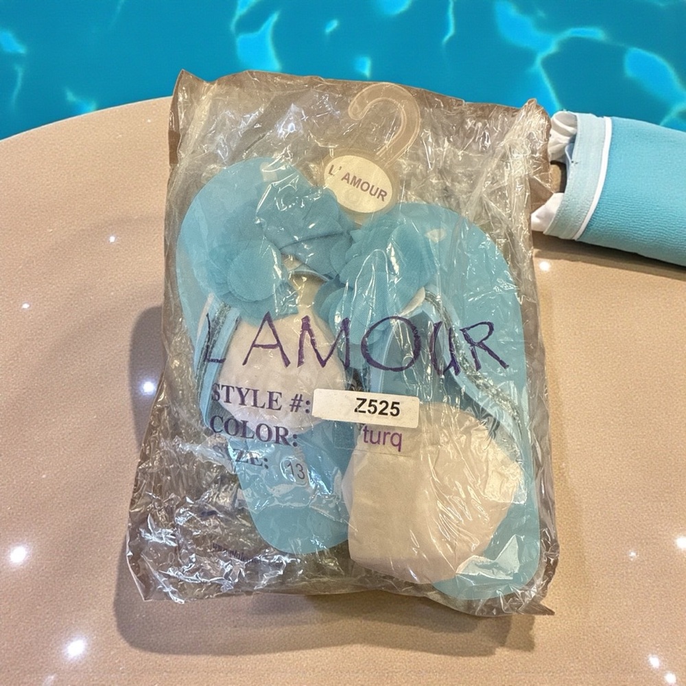 L'Amour Blue Sequined Sandals sz 13 - Picture 5 of 5